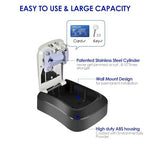 2 Pack Key Lock Box, Waterproof Combination Lockbox Wall Mount 4 Digits, Resettable Key Hider, Upgraded Large Capacity Password Box for House Keys, Car Keys, ID Cards with Mounting Kit - size: 2 Pack