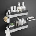 2-Pack Shower Caddy, Separable Shower Organizer with Soap Dish and Hooks, No Drilling Double Layer Shower Shelf, Used for Bathroom and Kitchen (Black) - size: Shower Caddy + Soap Dish
