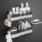 2-Pack Shower Caddy, Separable Shower Organizer with Soap Dish and Hooks, No Drilling Double Layer Shower Shelf, Used for Bathroom and Kitchen (Black) - size: Shower Caddy + Soap Dish