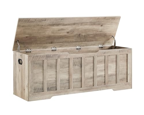 VANKILEY 51.2" Storage Chest Extra Large,Storage Bench with 2 Safety Hinges,Shoe Bench,51.2 * 15.7 * 19.1 inches,Wooden Trunk for Bedroom,livingroom,entryway,Supports 220 lb,Easy Assembly(Greige - color: Greige