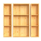 DUJEN Bamboo Drawer Organizer 12.5'' X 12.5'' X 2'', Adjustable 3 Individual Junk Drawer organizer for Bathroom and Kitchen, Wood Drawer Tea Organier Boxes for Silverware, Make up and Tea Bag - size: 1 piece 12.5X6.2 & 2 pieces 12.5X3.1