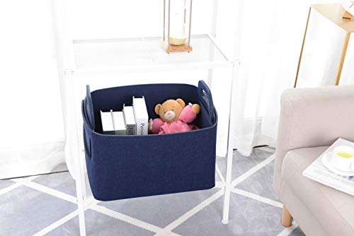 Storage Basket Felt Storage Bin Collapsible& Convenient Box Organizer with Carry Handles for Office Bedroom Closet Babies Nursery Toys Laundry (Navy Blue, 17.9inch（L）×12.2inch（W）×11.6inch（H）) - color: Navy Blue, size: 17.9inch（L）×12.2inch（W）×11.6inch（H）