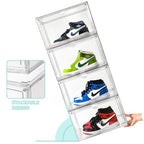Clear Shoe Organizer,Stackable Shoe Display Case,Shoe Box Storage Bins with Magnetic Door,Fit Shoe Size Up to US 14 (X-Large-2Pack) - size: X-Large-2Pack