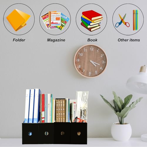 Limitliho 24 Pack Black Cardboard Magazine Holder, Sturdy Book Bins for Classroom Library, 10.6'' ×10.2'' ×3.5'' Inch Vertical File Folder Box - color: Black