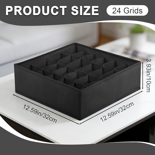 Sock Organizer Drawer Organizer,24 Compartment Foldable Storage,Closet Dividers for Underwear, Socks, Bras, Scarves, Ties, Black - color: Black