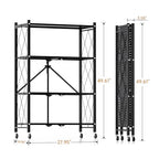 Simple Deluxe 4-Tier Folding Storage Shelves, 27.95" W x 14.96" D x 49.61" H Foldable Shelving Unit, 1000 Lbs Loading Capacity, Black - color: Black, size: 4-Tier, 28"W x 15"D x 49"H