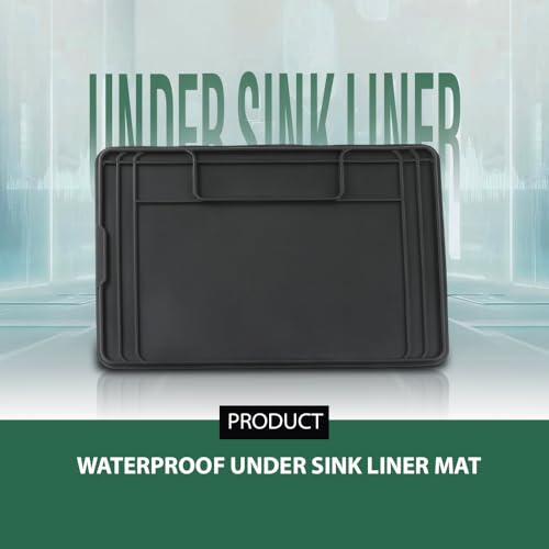 GRAND ORANGE Waterproof Under Sink Liner Mat for Kitchen Bathroom -28” x 19" -Durable, Flexible Tray – Home undersink Organizer Must Haves Black