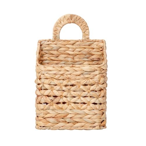 Wicker hanging basket, Water Hyacinth Wall Basket, Rustic Handwoven Hanging Storage Basket with Metal Frame for Farmhouse Home Decor, Garden or Organizing (1-Tier) - size: 1-Tier