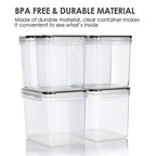 Vtopmart Airtight Food Storage Containers 6 Pieces - Plastic BPA Free Kitchen Pantry Storage Containers for Sugar,Flour and Baking Supplies - Dishwasher Safe - Include 24 Labels, Black