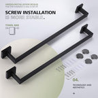 KOKOSIRI 20-Inch Single Towel Bar, Bathroom Kitchen Towel Holder, Wall Mounted SUS304 Stainless Steel Towel Rack 2 Pack, Matte Black, B4003BK-L20-P2 - color: Matte Black, size: 20-Inch (2 Pack)
