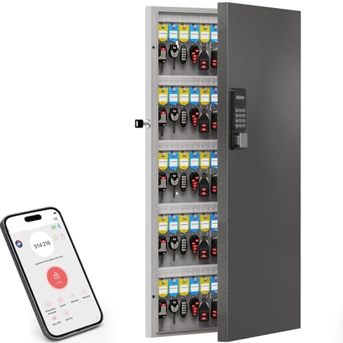 120-Key Smart Key Lock Box Wall Mount – Commercial Key Cabinet with App, Keypad, Bluetooth & WiFi Unlock (Sold Separately), Access Log Tracking, Key Management System for School, Office - size: 120 Key(Smart)