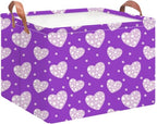 NTAOHAMPER Mothers Day Gifts Purple Love Fabric Storage Basket Empty with Handles, Books Box, Baby Shower Baptism Lovely Storage24L(Purple Love) - color: Purple Love