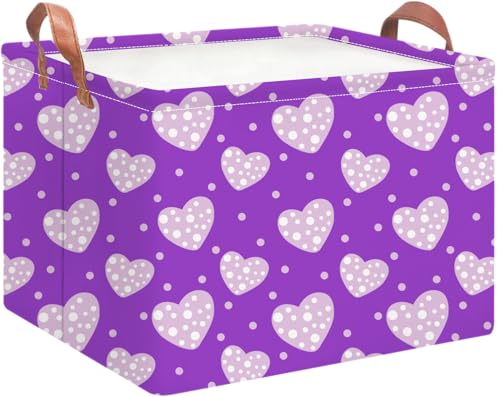 NTAOHAMPER Mothers Day Gifts Purple Love Fabric Storage Basket Empty with Handles, Books Box, Baby Shower Baptism Lovely Storage24L(Purple Love) - color: Purple Love