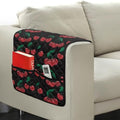 Red Cherry Print Couch Arm Covers with 2 Organizer Pockets Soft Couch Protector Anti-Slip Slipcovers for Pet Armchair, Loveseat, Recliner - color: Red Cherry