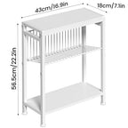 End Table Set of 2 for Small Space, 3-Tier Narrow Side Table with Magazine Holder,Small Nightstand, Skinny Snack Couch Table in Living Room, Bedroom Study and Balcony (White) - color: White-2pcs