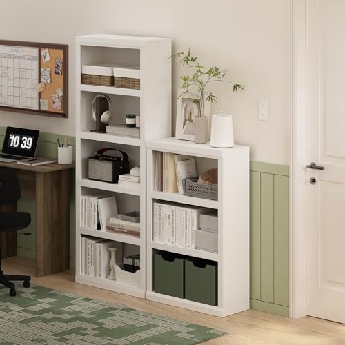 Furinno Rail Book Shelf, 3-Tier Bookshelf, Bookcase with Open Shelf, 10.1 x 24.6 x 39, for Living Room, Bedroom, Home Office, White - color: White, size: 3-Tier, 10 x 24.6 x 39