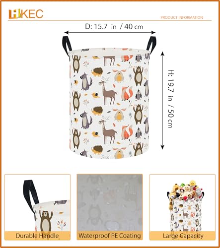 19.7" Laundry Basket,Kids Dirty Clothes Hamper,Waterproof Storage Bin,Room Decor,Gift Baskets,Nursery Hamper(Forest Animal) - color: Forest Animal