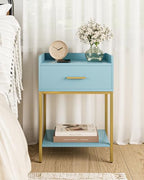 Nightstand,Modern Bedside Table Night Stand with Storage Drawer and Open Shelf,Small End Side Table for Bedroom,Living Room,Blue - color: Blue