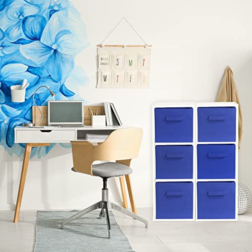 Simple Houseware Foldable Cube Storage Bins, 11-Inch Dark Blue, 6-Pack Fabric Cubes Organizer for Closet or Shelves - color: Dark Blue