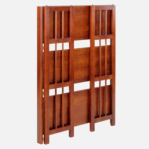 HomeStock 3-Shelf Stackable Folding Office Wood Furniture Bookcase, Contemporary Home and Office Furniture, Sturdy Wooden Shelving Storage Walnut/27.5 Inch - color: Walnut, size: 27 5 Inch