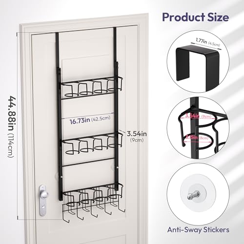 SWTYMIKI 3-Tier Water Bottle Organizer - Over the Door Stanley Cup Holder - Cup Rack with Hooks for Door or Wall Mount Option- Tumbler Organizer Storage Display for Kitchen Dorm Office RV, Black - color: Black, size: 3-Tier