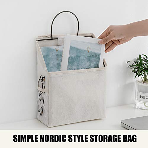 Wall-Hanging Storage Bags, Desktop Organizer Basket Cotton Linen Hanging Storage Basket for Kitchen,Bderoom,Living Room (#2 White) - color: #2 White