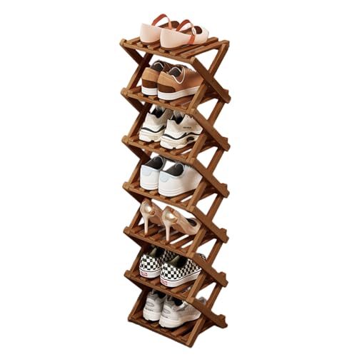Shoe Racks, Foldable Shoes Organizer Free Standing Shelf for Entryway, Closet, Bedroom, Hallway, | Natural | Functional | Multifunctional Shoe Rack (Eight Layers of Brown) - color: Eight Layers of Brown