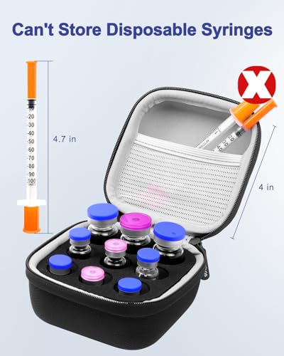 Krypthos 9 Slots Insulin Vial Protector Case, Insulin Vial Organizer Bag for Diabetics Standard 1ml 3ml 5ml and 10ml Vials, Insulin Carrying Case Fridge Holder Storage Holder, No Ice Pack