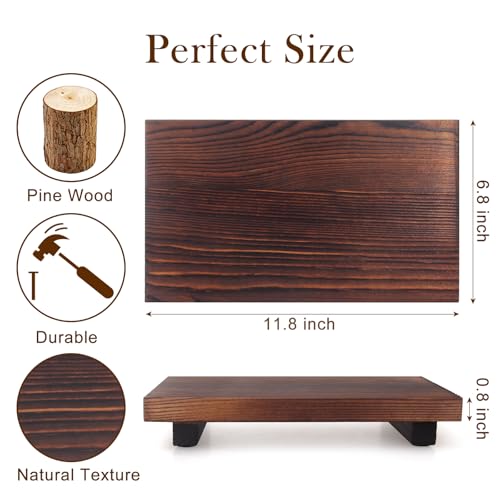 Farmhouse Bathroom Vanity Tray Wood Pedestal Stand Kitchen Countertop Trays Decorative Wooden Risers Dish Soap Dispenser Holder for Kitchen Counter Decor Modern Bathroom Sink Organizer Accessories - color: Brown, size: 12" x 7" x 1.6"
