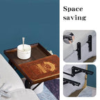 Bedside Shelf,Bed Shelf,Simple Noght Stand,Side Bed Organizer for Water Cup, Phone, Tablet Books,Foldable,no-Hole Bedside Caddy (Wooden)