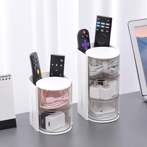 FABROK 3-Layer Clear Hair Accessories Organizer with Hair Brushes Holder, Rotatable Small Jewelry Box for Clip Earring Necklaces, Desktop Organizer Case for Cotton Swab, Accessories - color: White, size: 3-Layer