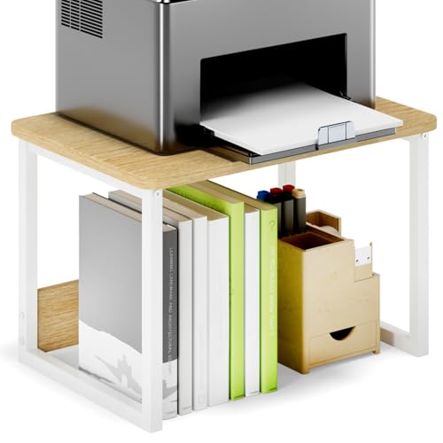 MARTY Printer Stand with Storage for Desk, Desktop Printer Stand Shelf Organzier for Home/Office Heavy Duty Printer Riser Under Desk Small Printer Table for Fax Machine Copier Scanner(Maple) - color: Maple, size: 2 Tier