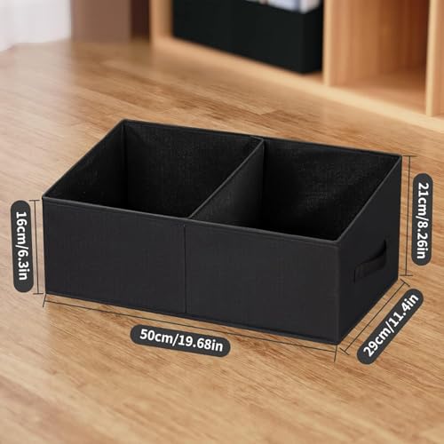 DIMJ Trapezoid Storage Bins for clothes - 4 Packs Closet Organizers and Storage Baskets, Foldable Closet Baskets with Handles and Divider, Closet Storage Bin Toybox for Shelves Living Room Bedroom - color: Black, size: 4 Bins 16.5"x11"x7.8"