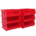 Akro-Mils 30250 AkroBins Plastic Storage Bins, Space-Saving Stackable Bins for Garage, Pantry, Craft Organization, 15" x 16" x 7", Red, 6-Pack - color: Red