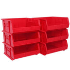 Akro-Mils 30250 AkroBins Plastic Storage Bins, Space-Saving Stackable Bins for Garage, Pantry, Craft Organization, 15" x 16" x 7", Red, 6-Pack - color: Red