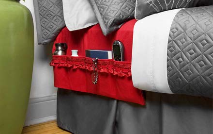 McNair D.B.B. Bedside Storage Organizer/Caddy extends from the left side of the bed to the right side. It provides easy access to remote controls, eye glasses, books, cell phones, water bottles, etc. - size: Full