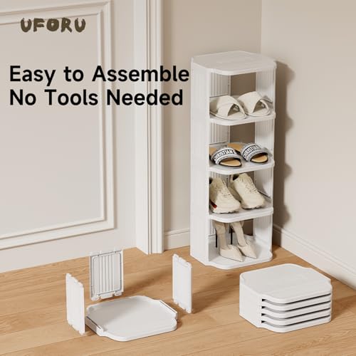 Small Shoe Rack, 5 Tier Plastic Vertical Shoe Rack for Small and Narrow Spaces, Free Standing Shoe Organizer for Closet, Entryway - color: White, size: 5 Tier