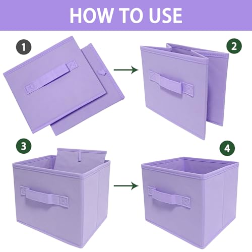 EBIGIC Purple Storage Bins [3 Pack] 9.0"x7.5"x7.5",Mini Storage Box Fabirc Foldable Closet Toy Organizer Collapsible Cloth - color: Purple 3Pack, size: 9”x 7.5”x 7.5”
