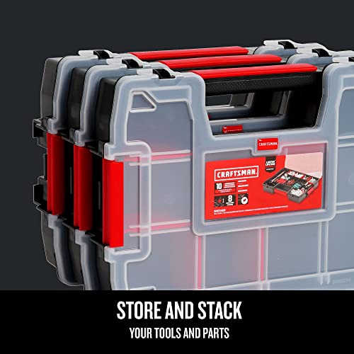 CRAFTSMAN Storage Organizer, Small Parts Organizer, 3-Packs with 10-Compartments, Lid Includes Secure Latch (CMST60964M) - size: 3 Pack, style: Triple Pack