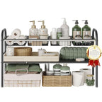 NETEL Under Sink Organizers and Storage, 2 Tier Expandable Under Cabinet Organizer Shelf with 4 Baskets and 4 Panels, Expandable Shelf for Cupboard, Kitchen, Bathroom, Shoe Storage Rack - size: 4 Panels and 4 Baskets