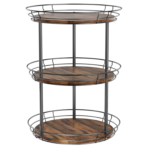 LAMU 12'' Lazy Susan Turntable Organizer, 3 Tier Round Rotating Spice Rack Organization for Kitchen Cabinet and Countertop, Wooden Lazy Susan for Table Top, Pantry, Bathroom, Vanity, Home Decor - size: 12in - 3 Tier