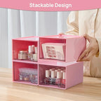 Vtopmart 4 Pack Small Clear Stackable Storage Drawers, Acrylic Bathroom Makeup Organizer, Plastic Storage Bins For Vanity, Undersink, Kitchen Cabinets, Pantry, Home Organization,Pink - style: 4pack-Pink