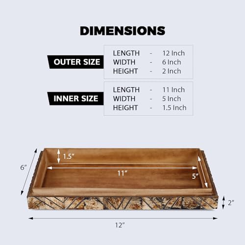 Handicrafts Home Large Decorative Storage Box 12x6– Coffee Table Organizer Box, Modern Home Décor Accent, Keepsake Memory Box, Jewelry Storage Box, Boho Decorative Box with Lid for Shelf, Mantle Decor - color: KEPT-PARADOX, size: 12x6x2 Inch