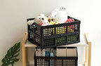 Eslite 34L Large Plastic Folding Storage Crates,Collapsible Crates for Storage,Pack of 3 (Black) - color: Black