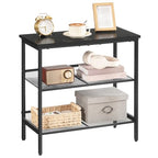 HOOBRO Black Side Table, 3-Tier Metal Side Table, Small Black Table with 2 Flat or Slant Adjustable Shelves for Small Spaces, Hallway, Living Room, Bedroom, Sturdy, Easy Assembly, Black BB23BZ01G1 - color: Black