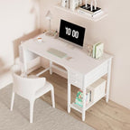 Lufeiya White Small Desk with Drawers - 40 Inch Computer Desk for Small Space Home Office, Modern Simple Study Writing Table PC Desks - color: White, size: 40 inch