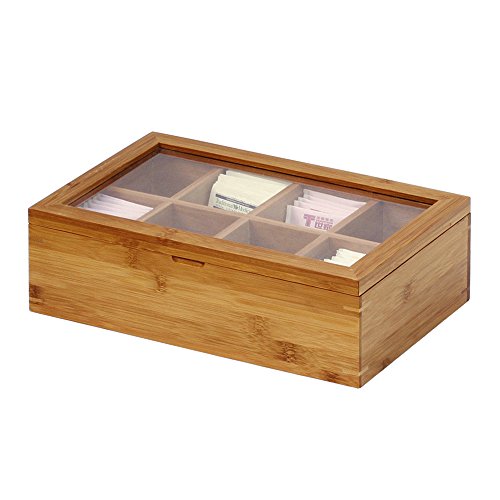 Oceanstar - TB1323 Bamboo Tea Box,12 Inch,Natural,(Pack of 6) - size: 12 Inch (Pack of 6)