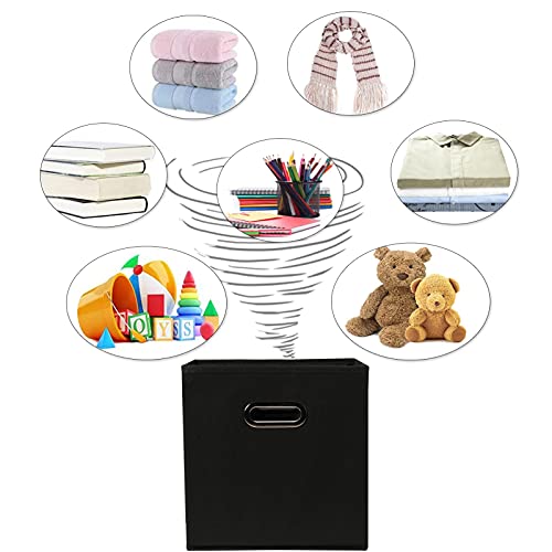 Fabric Cloth Storage Bins,Fabric Cube Organizer with Dual Handles Foldable Cube Storage Baskets for Home Bedroom Storage,Set of 6, Black - color: Black, size: 6 Pack