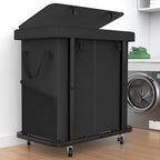 50 Gal(190L) High Grade Large Laundry Basket with Wheels, Rolling Laundry Hamper, Laundry Cart with Metal Frame and Removable Bag Design, Suitable for Laundry Room, Bedroom (Black, 2 Section 190L) - color: Black, size: 2 Section 190L