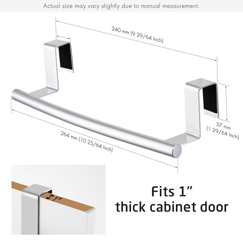 KES Over The Cabinet Door Towel Rack, Kitchen Towel Rack Over Cabinet Towel Bar Towel Holder SUS304 Stainless Steel 2 Pack Polished Steel, KTH200S26-P2 - color: Polished Steel